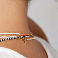 Long Zebra Endito Multi Wrap - Navy, Salmon, White, Orange, Gold