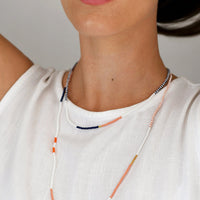 Long Zebra Endito Multi Wrap - Navy, Salmon, White, Orange, Gold