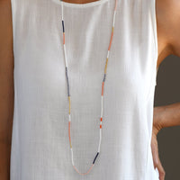 Long Zebra Endito Multi Wrap - Navy, Salmon, White, Orange, Gold