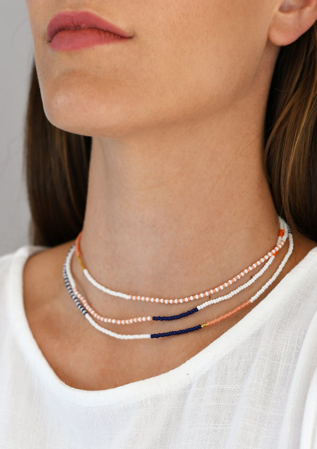 Long Zebra Endito Multi Wrap - Navy, Salmon, White, Orange, Gold