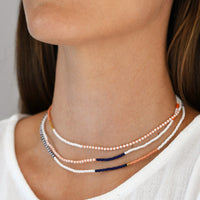 Long Zebra Endito Multi Wrap - Navy, Salmon, White, Orange, Gold