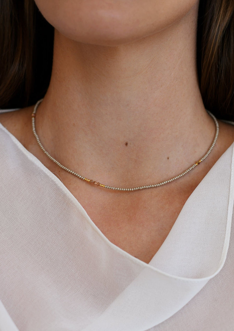 Endito Crystal Necklace - TAUPE