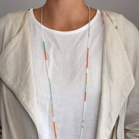 Long Zebra Endito Multi Wrap - TURQUOISE/ORANGE/WHITE/GOLD