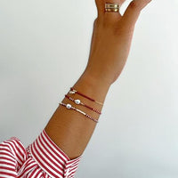 Zebra Pearl Crystal Bracelet - BURGUNDY/PINK/SALMON