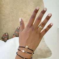 Zebra Pearl Crystal Bracelet - BLACK/PINK/TAUPE