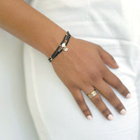 Zebra Pearl Crystal Bracelet - BLACK/PINK/TAUPE