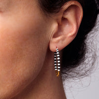 Small Zebra Hoop Earrings - BLACK/WHITE/GOLD