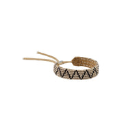 Adjustable Leather Zigzag Bracelet - TAUPE/BLACK