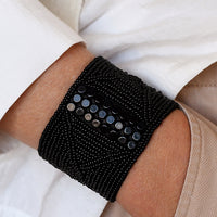 Leather Bracelet Cuff - BLACK