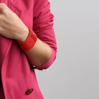 Leather Bracelet Cuff - RED