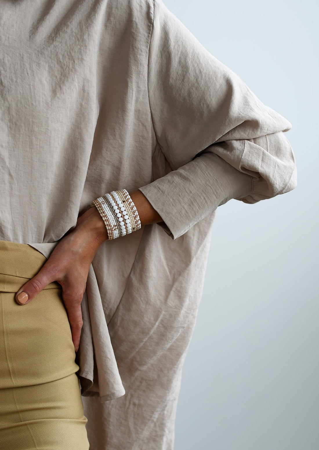 Eclectic Leather Bracelet - WHITE, GOLD, PINK, GRAY, TAUPE, BLACK