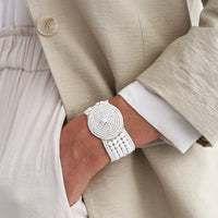 Leather Bracelet Disk - WHITE