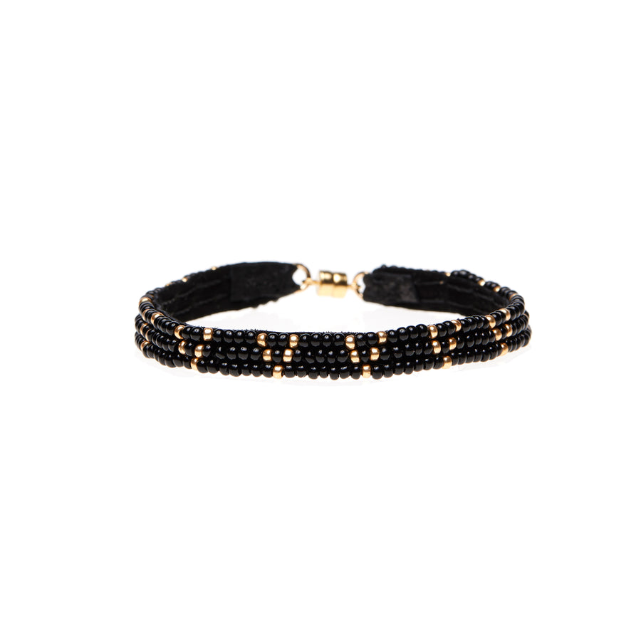 3 Dot Triangle XS Leather Bracelet - BLACK