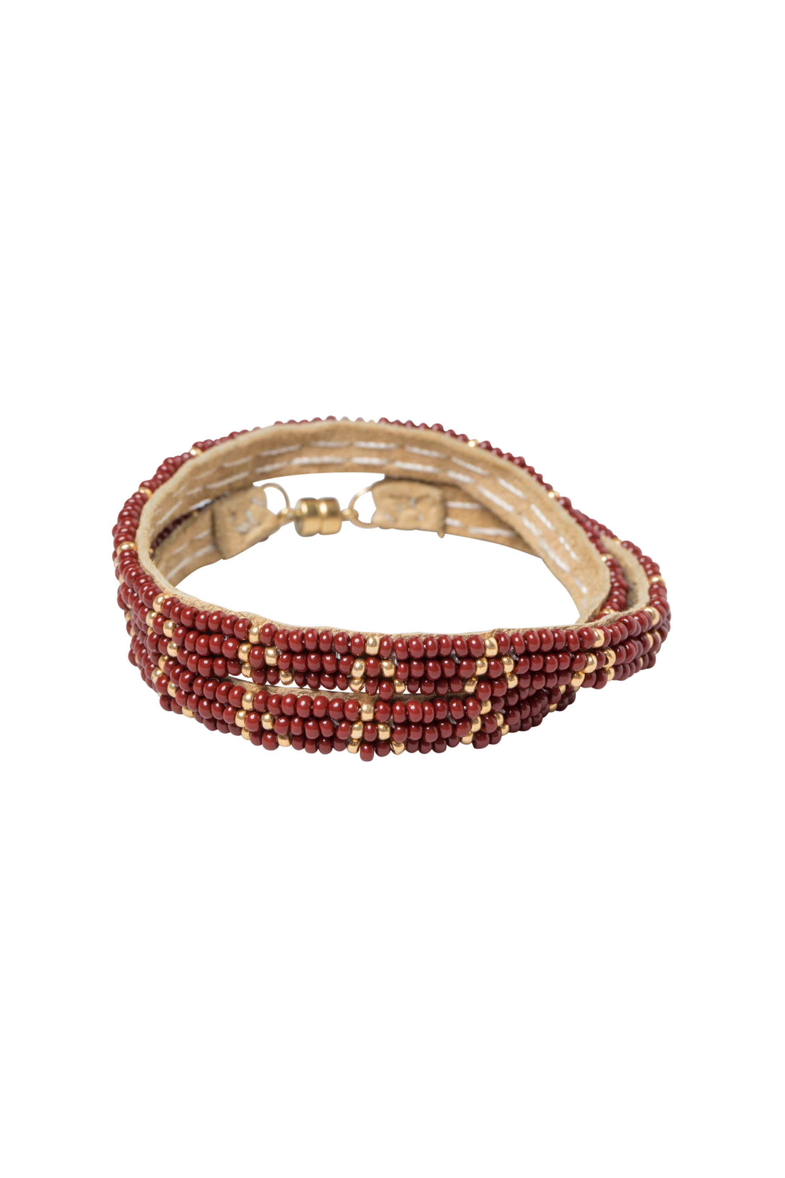 3 Dot Triangle XS Double Wrap Bracelet - BURGUNDY