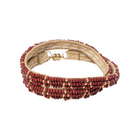 3 Dot Triangle XS Double Wrap Bracelet - BURGUNDY