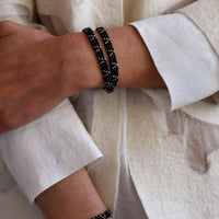 3 Dot Triangle XS Leather Bracelet - BLACK
