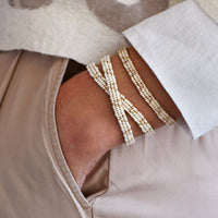3 Dot Triangle XS Double Wrap Bracelet - PEARL/GOLD
