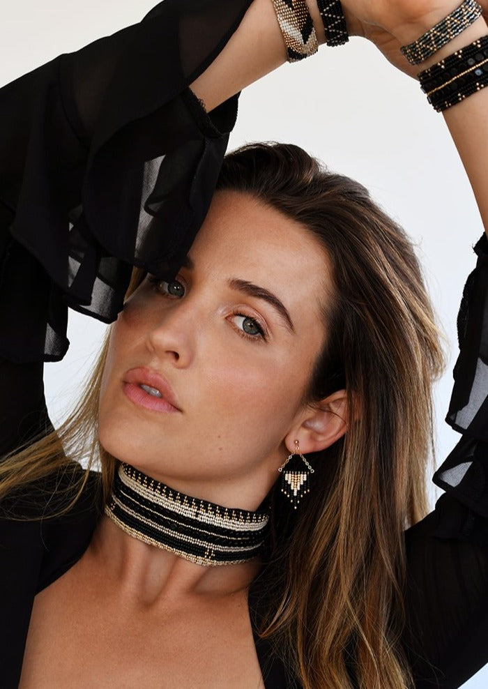 Deco Earrings - BLACK/PINK/GOLD