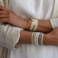 Adjustable Leather Bracelet - WHITE/GOLD