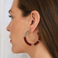 Large Jongoo Earrings - BURGUNDY/TAUPE/GOLD/PINK