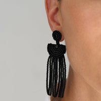 Small Kifungo Tassel Earrings - BLACK
