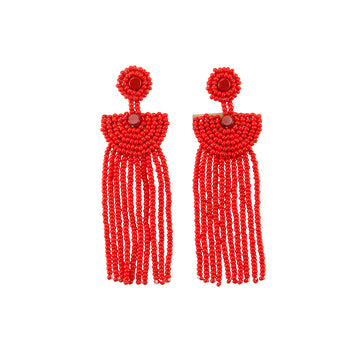 Small Kifungo Tassel Earrings - RED