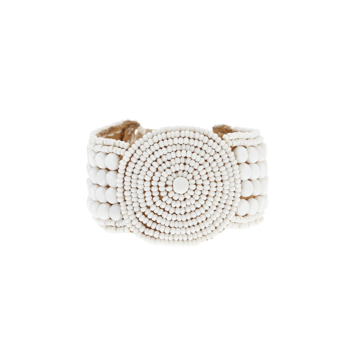 SIDAI DESIGNS ビーズ　レザー　ブレスレット　ハンドメイド Leather Bracelet Disk - WHITE – Sidai Designs