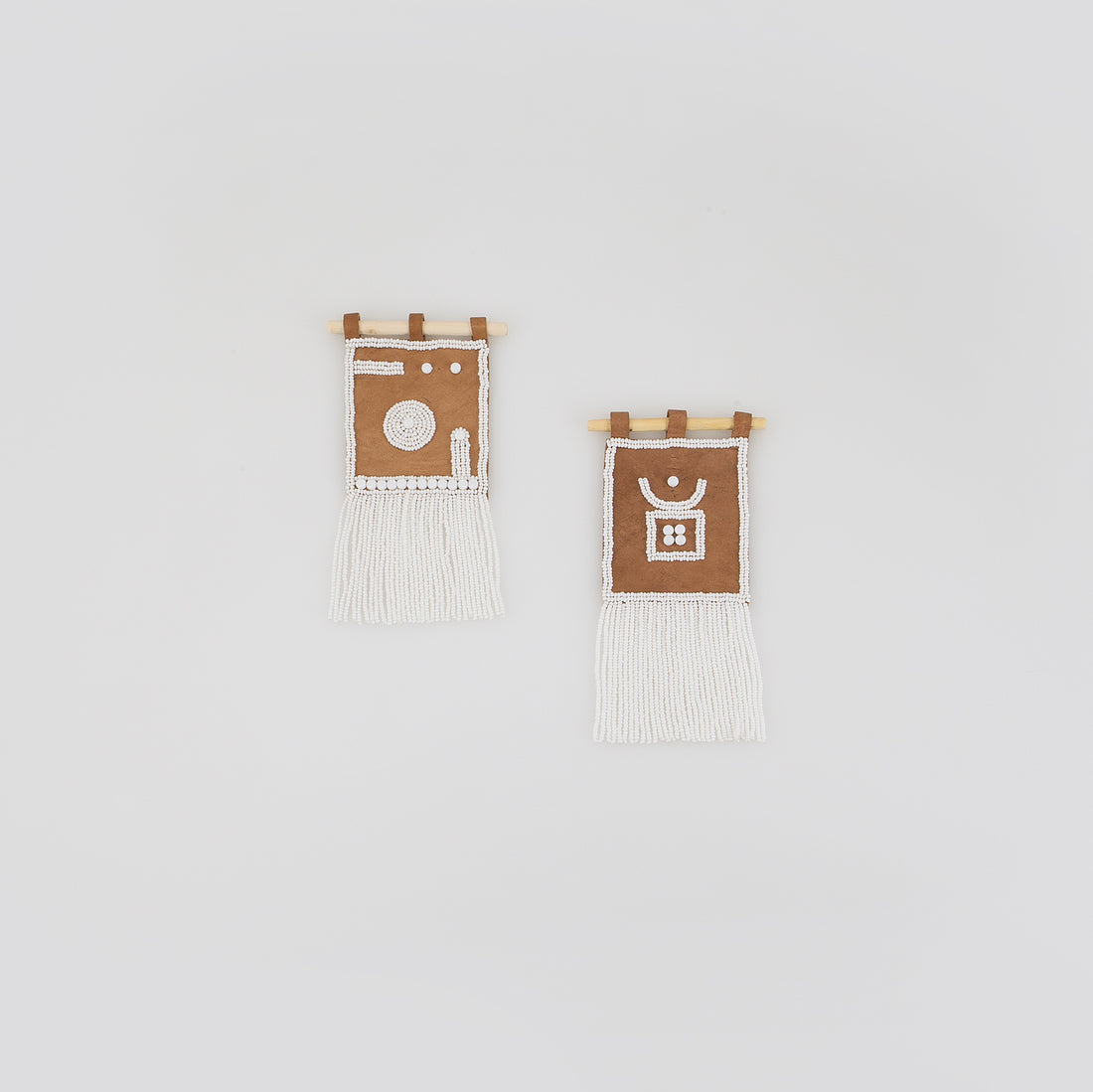 Mini Cameroon Leather Wall Hanging - WHITE