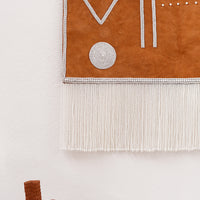 Tapestry Leather Wall Hanging - WHITE