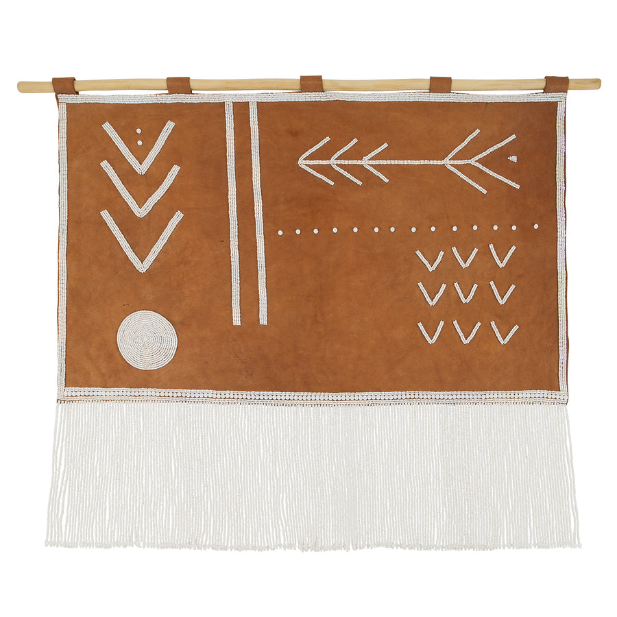 Tapestry Leather Wall Hanging - WHITE