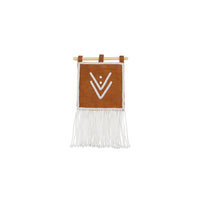 Double V Leather Wall Hanging - WHITE