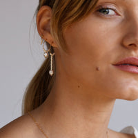 XS Long Drop Pearl Hoops - PEARL