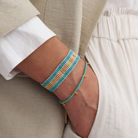 Narrow Stripe Warrior Bracelet - TURQUOISE/GOLD