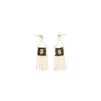 XS Pendant Earring with Chain Tassel - BLACK