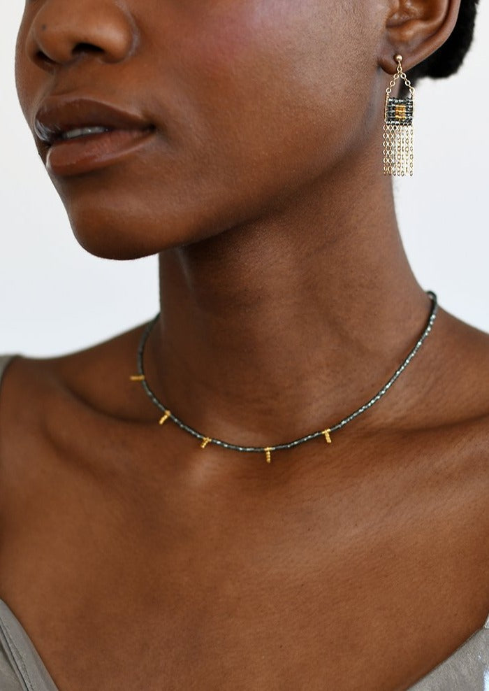 Drop Kisongo Necklace SHINY GRAPHITE/GOLD – Sidai Designs