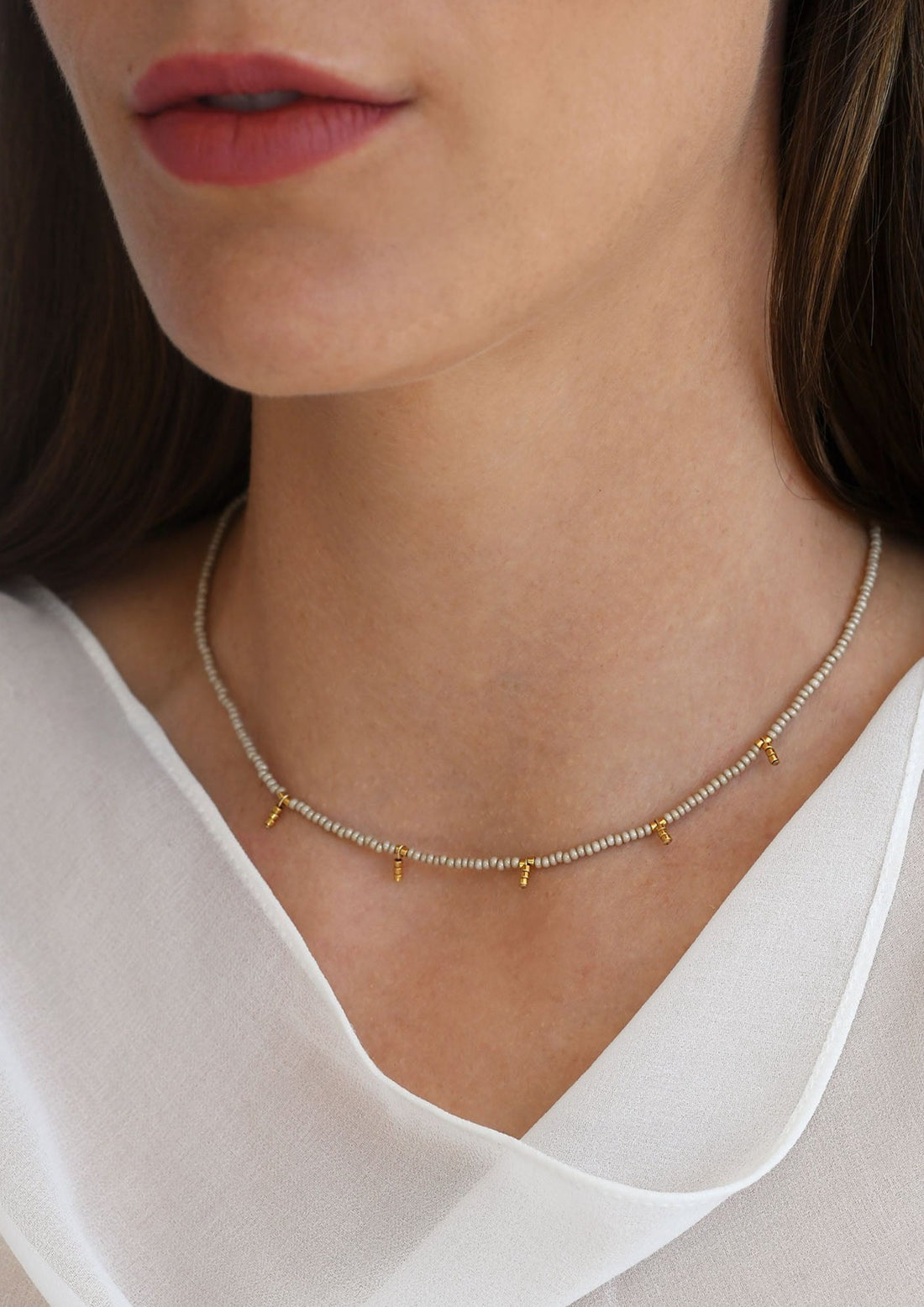 5 Drop Kisongo Necklace - TAUPE