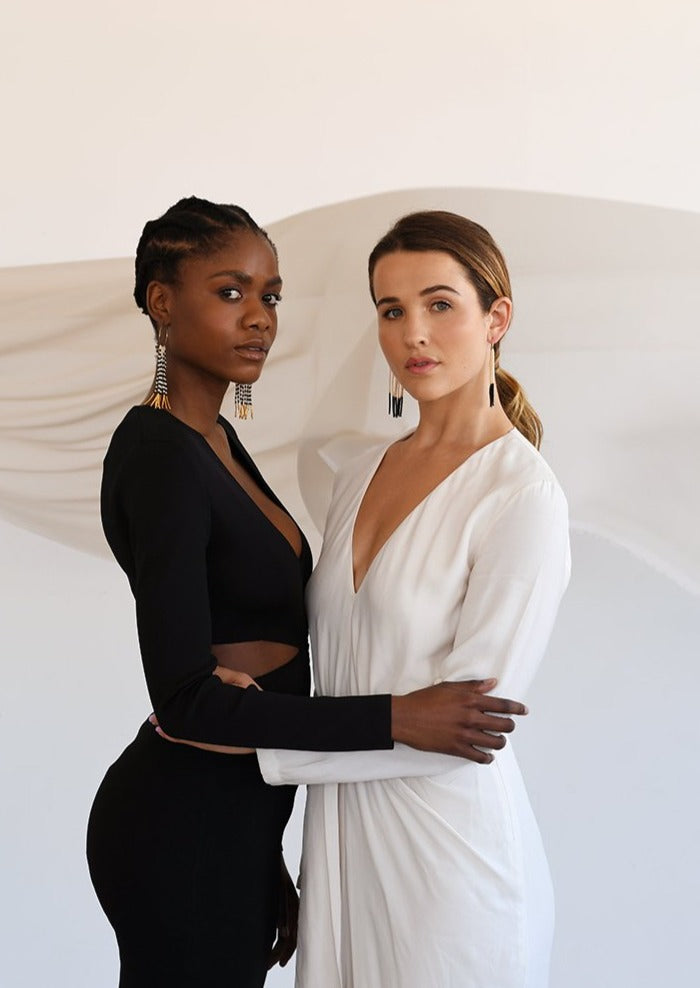 Small Pembetatu Zebra  Hoop Earrings - PINK/BLACK/GOLD