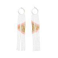 Pembetatu XS Hoop Earrings - WHITE/SALMON/GOLD