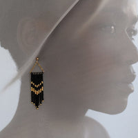 Small Porcupine Earrings - BLACK/GOLD