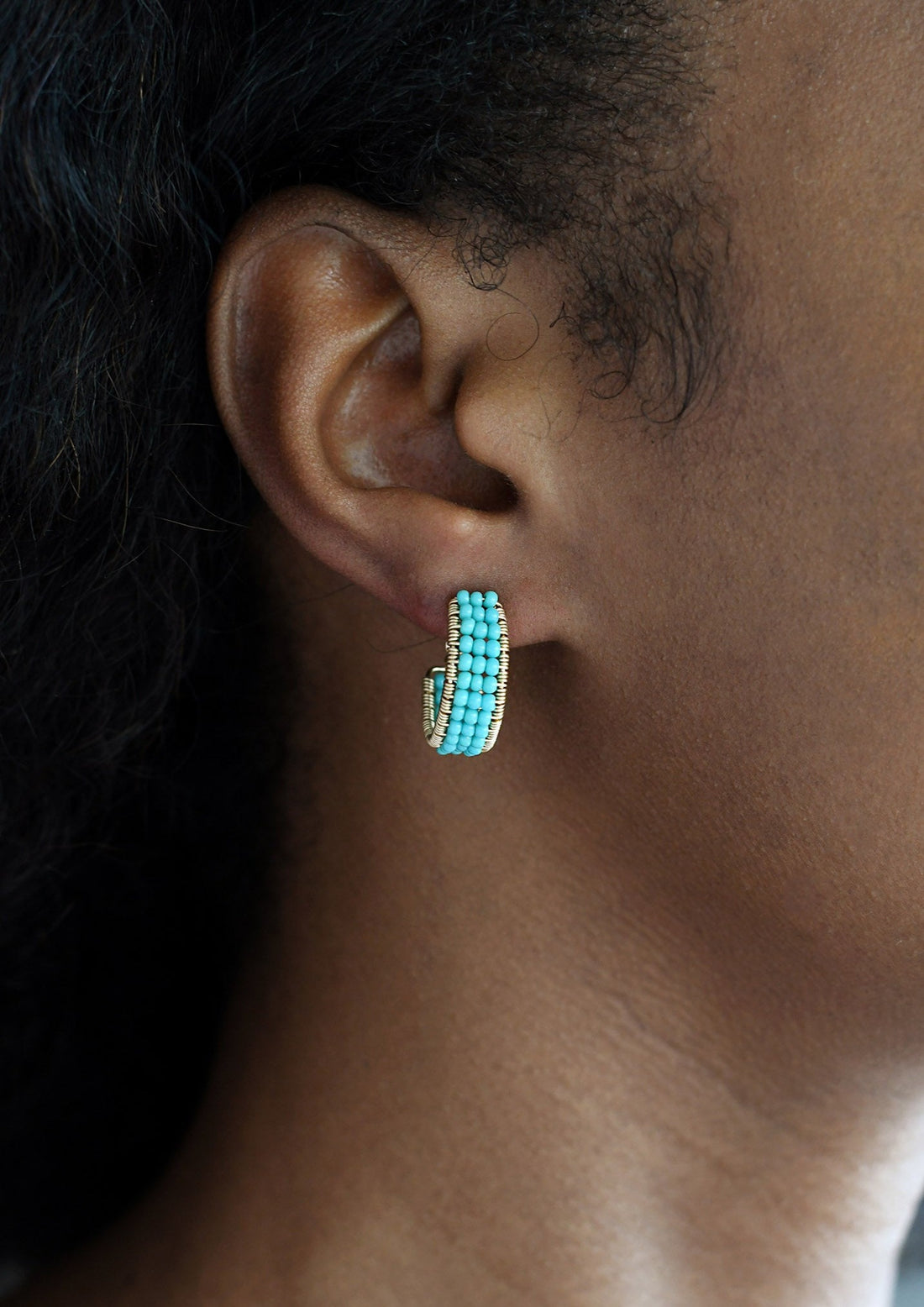 XS Beaded Hoops - TURQUOISE