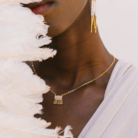 Mini Olakira Necklace with Chain Tassels  - PINK/GOLD