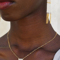 Mini Olakira Necklace with Chain Tassels - PINK/GOLD