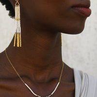Triangle Bar Earrings - PINK/PEARL/TAUPE/GOLD