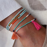 Triple Zebra Wrap Endito Bracelet - TURQUOISE/ORANGE/WHITE/GOLD