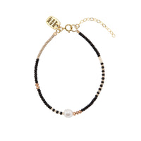 Zebra Pearl Crystal Bracelet - BLACK/PINK/TAUPE
