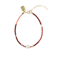 Zebra Pearl Crystal Bracelet  - BURGUNDY/PINK/SALMON