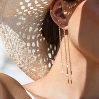 Long Double Chain Drop Earrings - PEARL