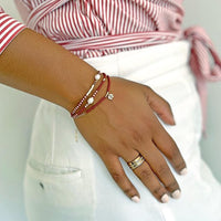 Zebra Pearl Crystal Bracelet  - BURGUNDY/PINK/SALMON