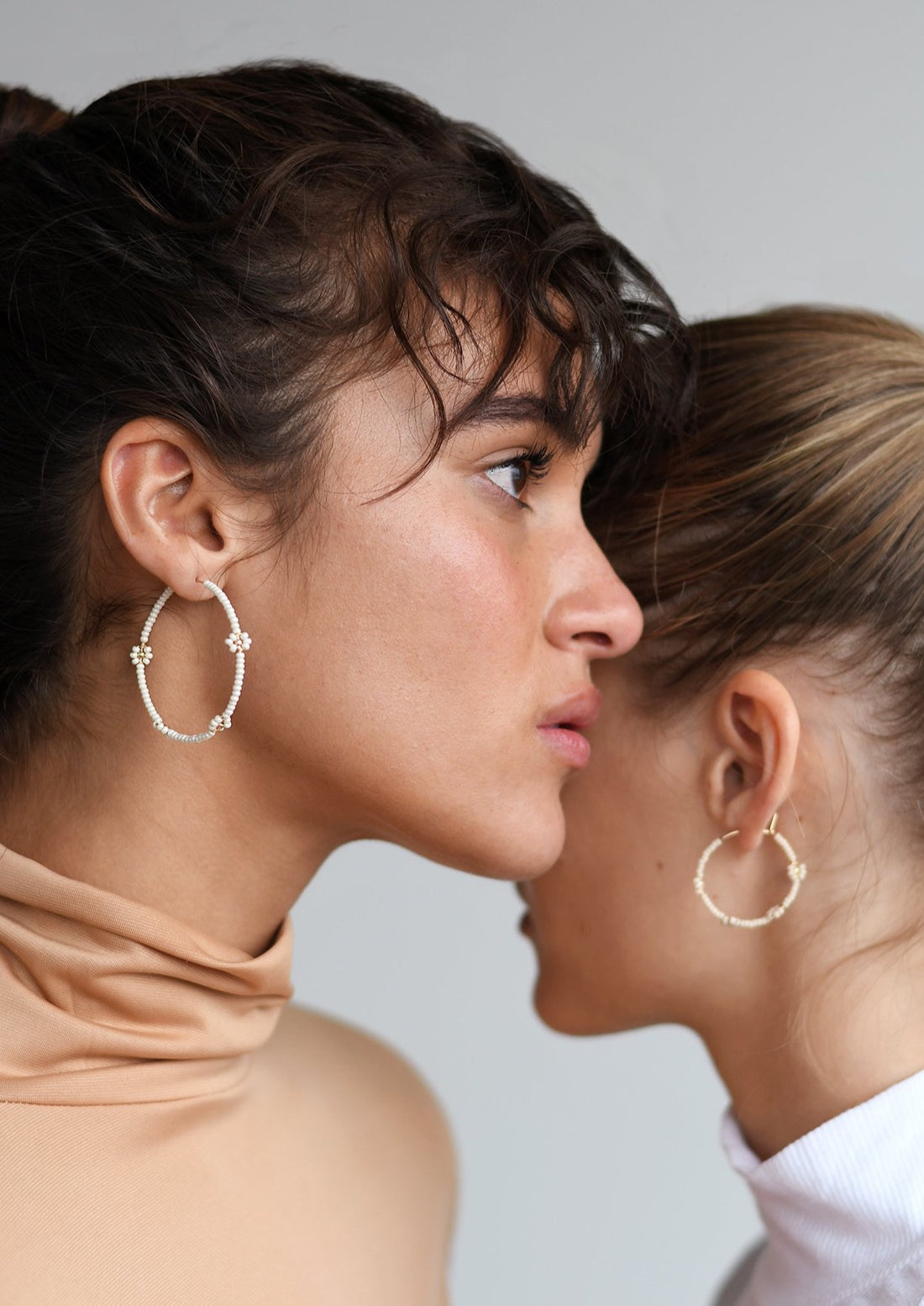 Large Floral Hoops - PEARL