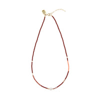 Zebra Pearl Crystal Necklace - BURGUNDY/PINK/SALMON